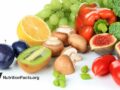 selection of produce on white background