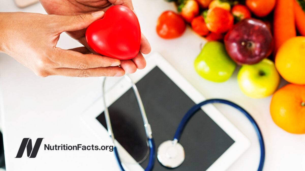 Assorted fruits with a stethoscope