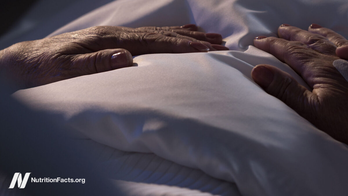 Close up of hands of terminally ill patient